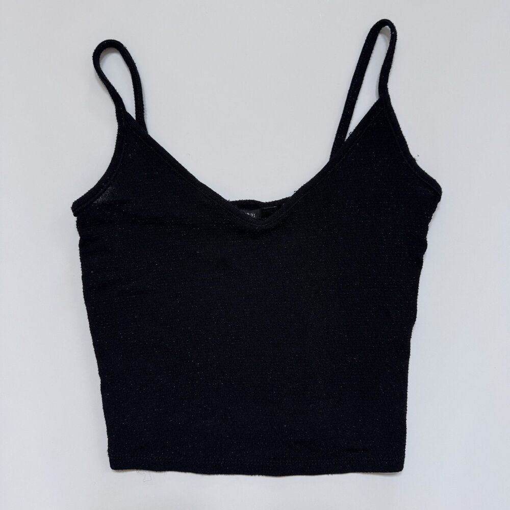 Forever 21 women size small tank top cami black shimmer F21
